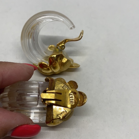 Stunning signed Inna Cytrine Paris lucite earrings - Picture 9 of 11